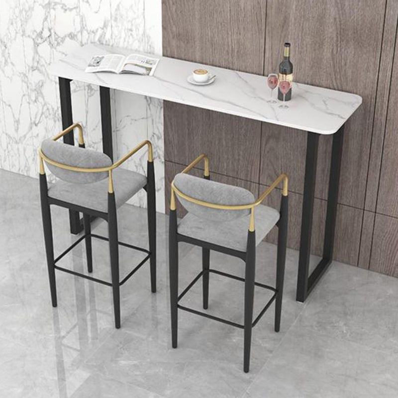 Rectangle Sintered Stone Bar Table Sled Base Dining Table in White Clearhalo 'Bar Furniture' 'Bar Tables' 'bar_tables' 'furn' 'furn_bar_tables' 'Furniture' 'Kitchen & Dining Furniture' 6748914