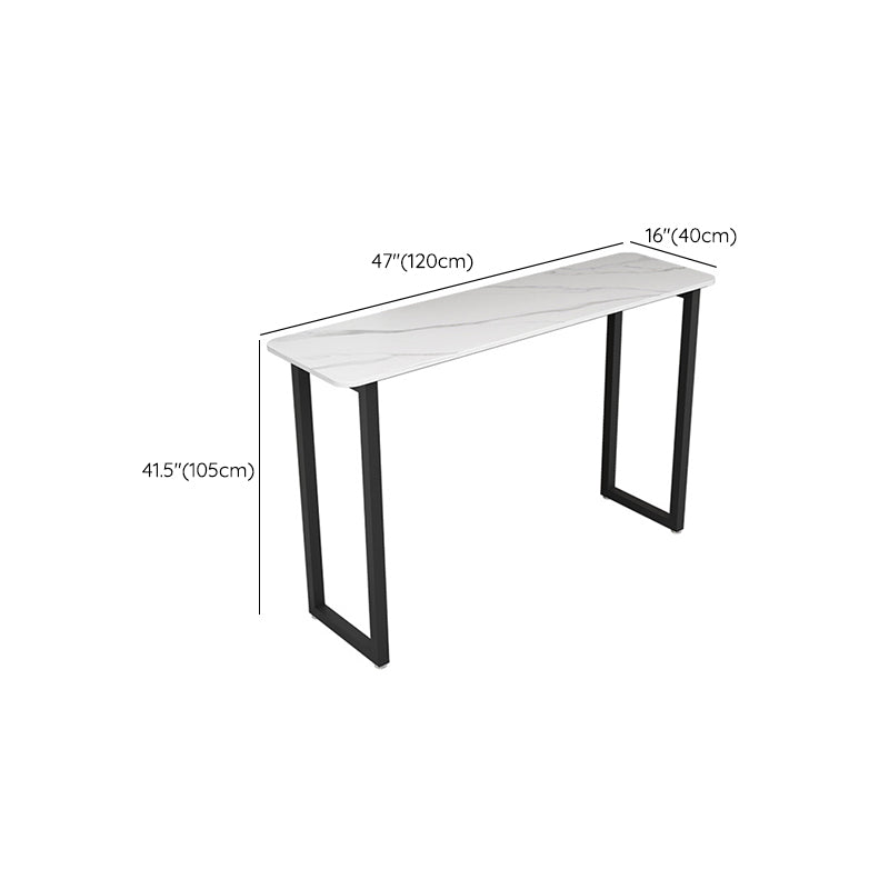 Rectangle Sintered Stone Bar Table Sled Base Dining Table in White Clearhalo 'Bar Furniture' 'Bar Tables' 'bar_tables' 'furn' 'furn_bar_tables' 'Furniture' 'Kitchen & Dining Furniture' 6748921
