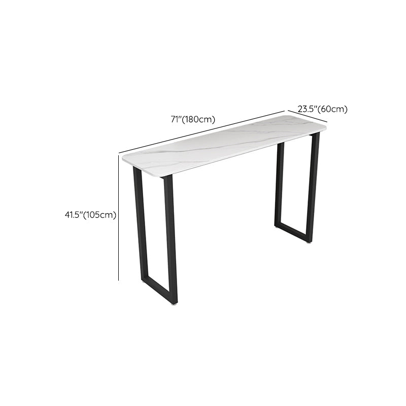Rectangle Sintered Stone Bar Table Sled Base Dining Table in White Clearhalo 'Bar Furniture' 'Bar Tables' 'bar_tables' 'furn' 'furn_bar_tables' 'Furniture' 'Kitchen & Dining Furniture' 6748926