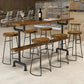Industrial Wood Bar Table Trestle Base Dining Table for Kitchen Living Room 70.9"L x 19.7"W x 41.3"H Without Chairs Clearhalo 'Bar Furniture' 'Bar Tables' 'bar_tables' 'furn' 'furn_bar_tables' 'Furniture' 'Kitchen & Dining Furniture' 6748932