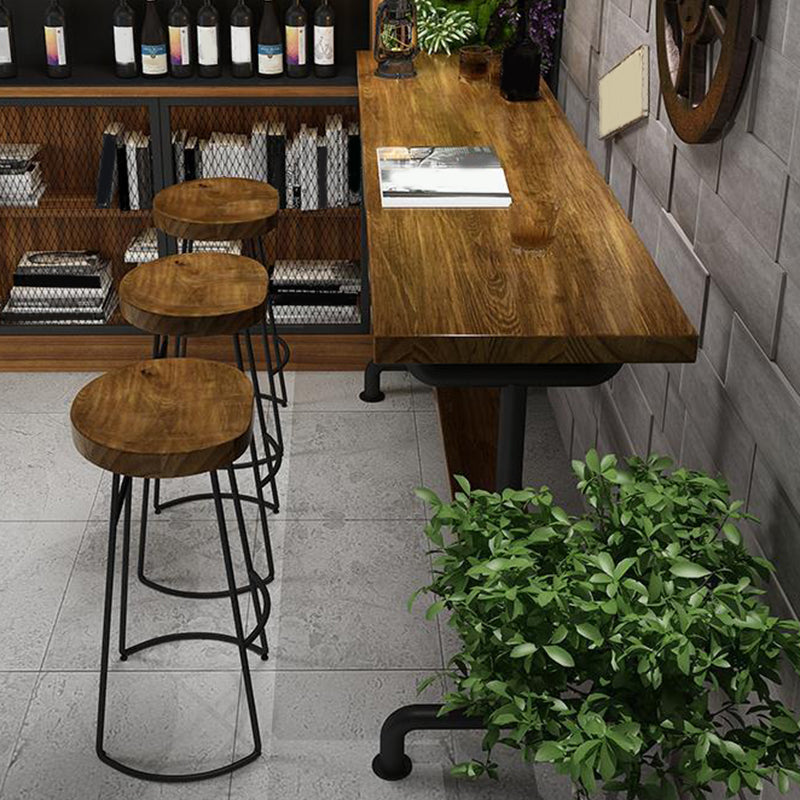 Industrial Wood Bar Table Trestle Base Dining Table for Kitchen Living Room Clearhalo 'Bar Furniture' 'Bar Tables' 'bar_tables' 'furn' 'furn_bar_tables' 'Furniture' 'Kitchen & Dining Furniture' 6748937