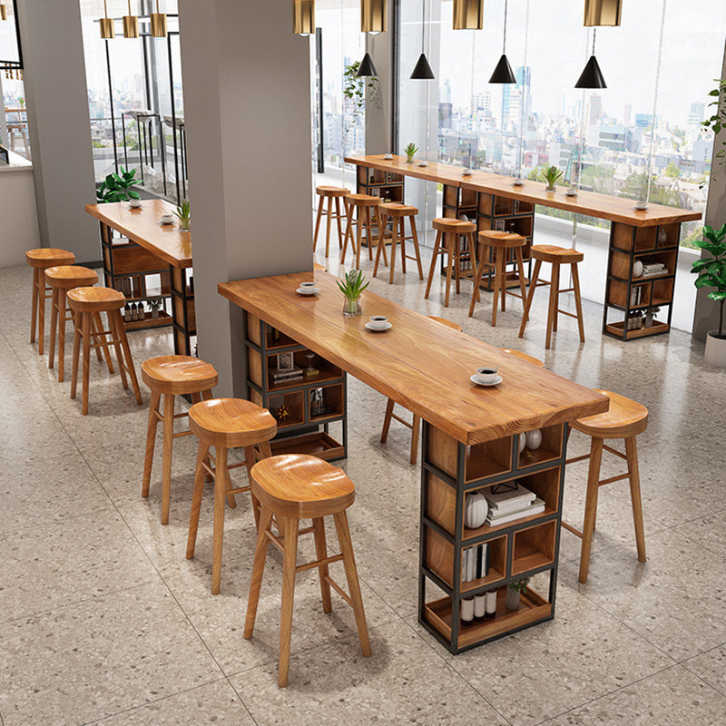 Modern Wood Bar Table Tulip Dining Table with Storage Shelves Clearhalo 'Bar Furniture' 'Bar Tables' 'bar_tables' 'furn' 'furn_bar_tables' 'Furniture' 'Kitchen & Dining Furniture' 6748952