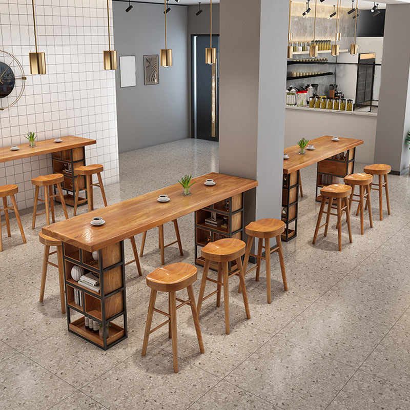 Modern Wood Bar Table Tulip Dining Table with Storage Shelves Clearhalo 'Bar Furniture' 'Bar Tables' 'bar_tables' 'furn' 'furn_bar_tables' 'Furniture' 'Kitchen & Dining Furniture' 6748953