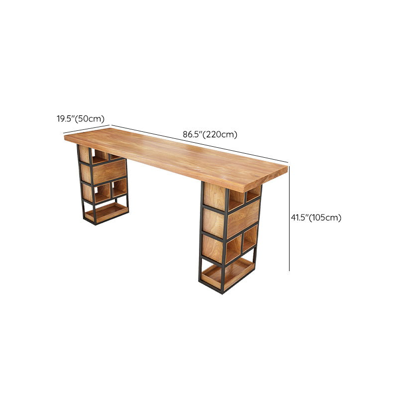 Modern Wood Bar Table Tulip Dining Table with Storage Shelves Clearhalo 'Bar Furniture' 'Bar Tables' 'bar_tables' 'furn' 'furn_bar_tables' 'Furniture' 'Kitchen & Dining Furniture' 6748963