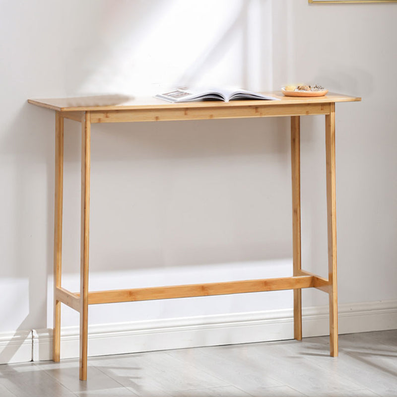 Solid Wood Bar Table Brown Trestle Base Dining Table for Kitchen Living Room 39.4"L x 15.7"W x 39.4"H Natural Without Chairs Clearhalo 'Bar Furniture' 'Bar Tables' 'bar_tables' 'furn' 'furn_bar_tables' 'Furniture' 'Kitchen & Dining Furniture' 6748964
