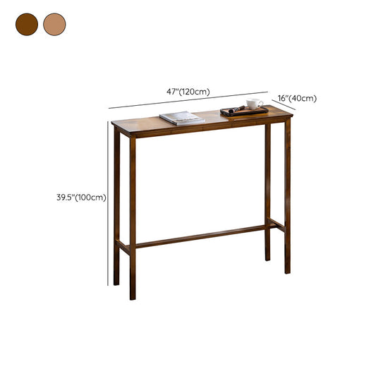 ソリッドウッドバーテー​​ブルキッチンリビングルーム用の茶色の架台ベースダイニングテーブル