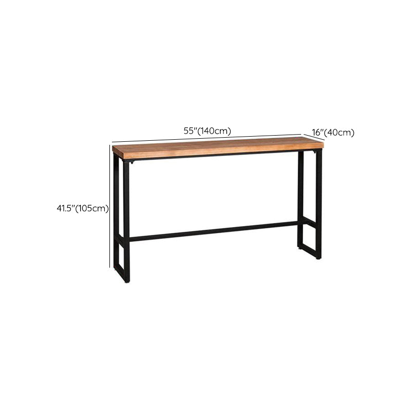 Table de salle à manger industrielle à base de chevalet de table de bar en bois massif pour la cuisine