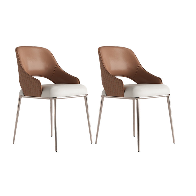 Glam Faux Leather Dining Chair Indoor Arm Chair with Upholstered 2 Piece Set Clearhalo 'Dining Chairs' 'Dining Tables & Seating' 'dining_chair' 'furn' 'furn_dining_chair' 'Furniture' 'Kitchen & Dining Furniture' 6749167