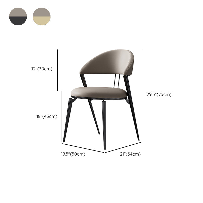 Glam Open Back Chair Home Dining Room Metal Armless Dining Chair