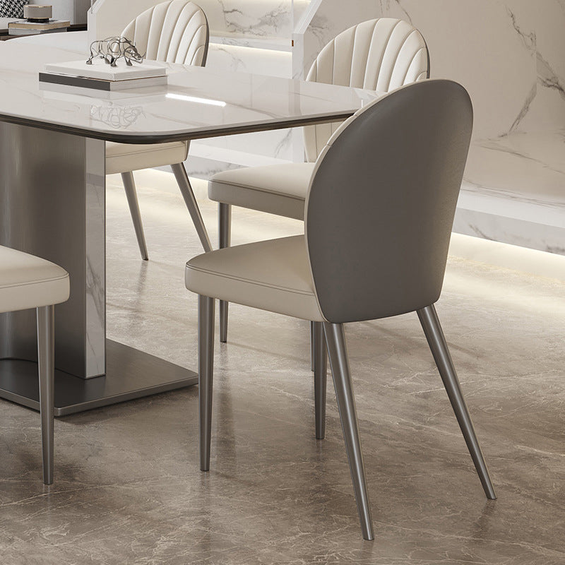 現代のサイドチェアメタルソリッドバックダイニングルーム屋内の椅子