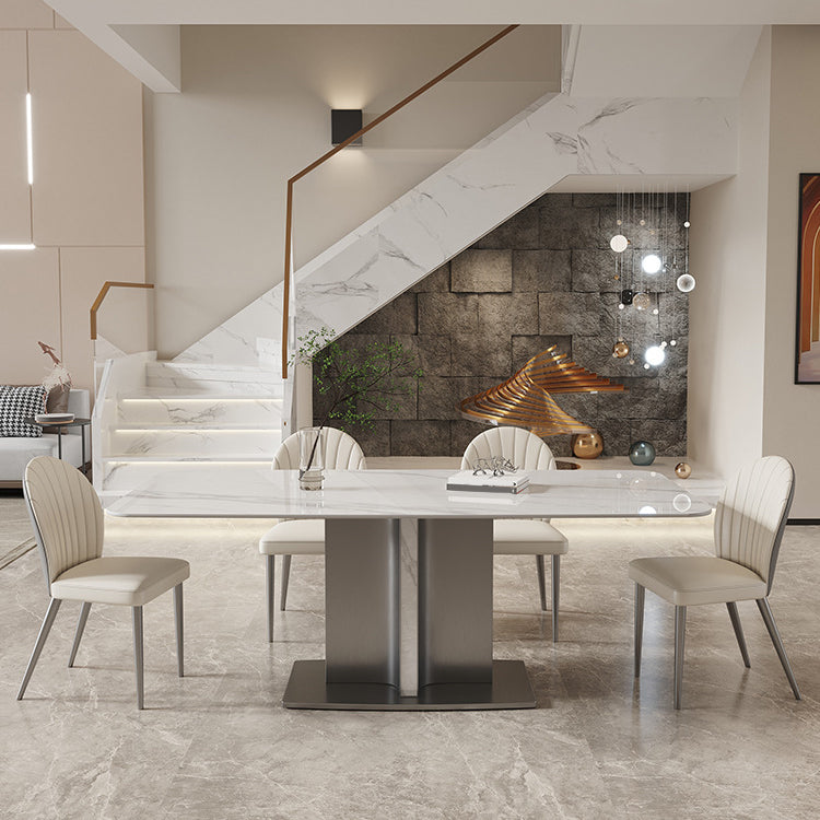 現代のサイドチェアメタルソリッドバックダイニングルーム屋内の椅子