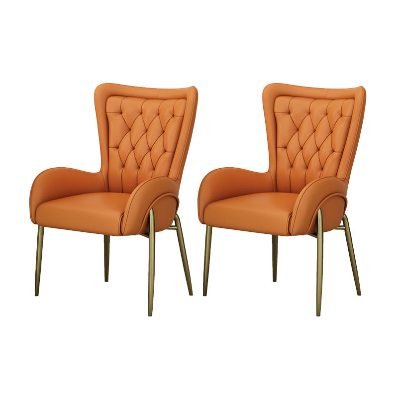 Glam Style Parsons Dining Arm Chair High Back Home Dining Chair Orange Faux Leather 2 Piece Set Clearhalo 'Dining Chairs' 'Dining Tables & Seating' 'dining_chair' 'furn' 'furn_dining_chair' 'Furniture' 'Kitchen & Dining Furniture' 6749404