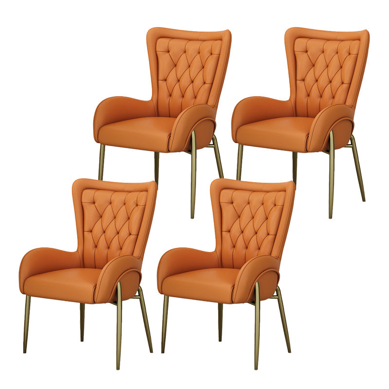 Glam Style Parsons Dining Arm Chair High Back Home Dining Chair Orange Faux Leather 4 Piece Set Clearhalo 'Dining Chairs' 'Dining Tables & Seating' 'dining_chair' 'furn' 'furn_dining_chair' 'Furniture' 'Kitchen & Dining Furniture' 6749406