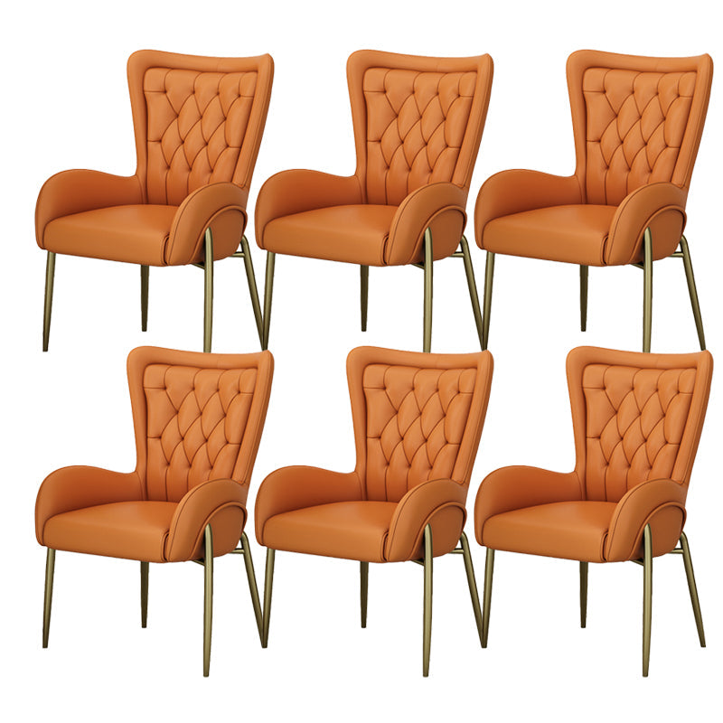 Glam Style Parsons Dining Arm Chair High Back Home Dining Chair Orange Faux Leather 6 Piece Set Clearhalo 'Dining Chairs' 'Dining Tables & Seating' 'dining_chair' 'furn' 'furn_dining_chair' 'Furniture' 'Kitchen & Dining Furniture' 6749407