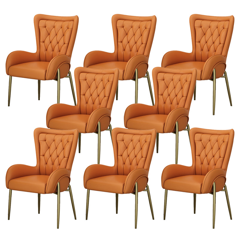 Glam Style Parsons Dining Arm Chair High Back Home Dining Chair Orange Faux Leather 8 Piece Set Clearhalo 'Dining Chairs' 'Dining Tables & Seating' 'dining_chair' 'furn' 'furn_dining_chair' 'Furniture' 'Kitchen & Dining Furniture' 6749410