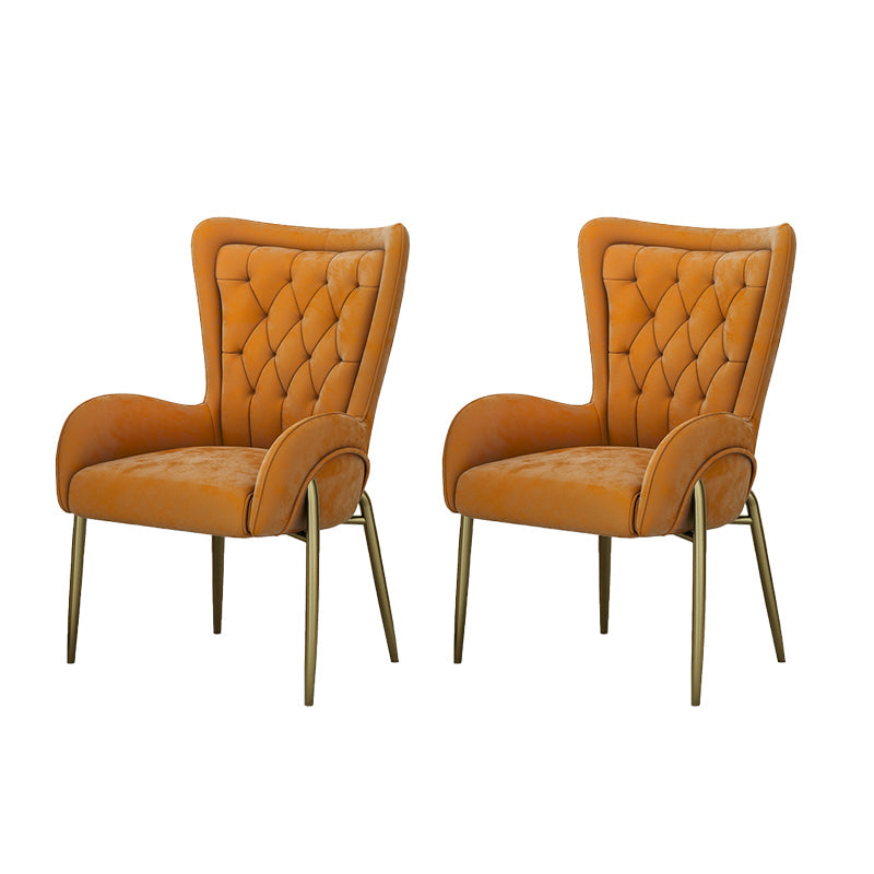 Glam Style Parsons Dining Arm Chair High Back Home Dining Chair Orange Flannel Fabric 2 Piece Set Clearhalo 'Dining Chairs' 'Dining Tables & Seating' 'dining_chair' 'furn' 'furn_dining_chair' 'Furniture' 'Kitchen & Dining Furniture' 6749414