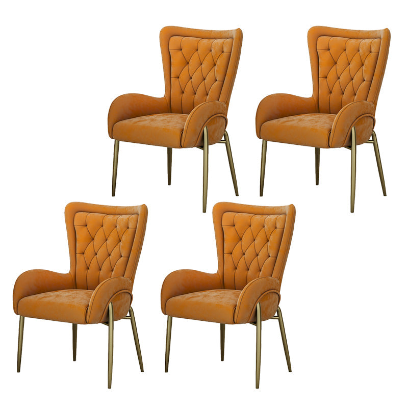 Glam Style Parsons Dining Arm Chair High Back Home Dining Chair Orange Flannel Fabric 4 Piece Set Clearhalo 'Dining Chairs' 'Dining Tables & Seating' 'dining_chair' 'furn' 'furn_dining_chair' 'Furniture' 'Kitchen & Dining Furniture' 6749416