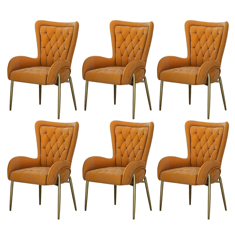 Glam Style Parsons Dining Arm Chair High Back Home Dining Chair Orange Flannel Fabric 6 Piece Set Clearhalo 'Dining Chairs' 'Dining Tables & Seating' 'dining_chair' 'furn' 'furn_dining_chair' 'Furniture' 'Kitchen & Dining Furniture' 6749418