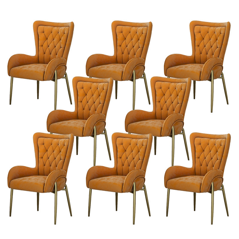 Glam Style Parsons Dining Arm Chair High Back Home Dining Chair Orange Flannel Fabric 8 Piece Set Clearhalo 'Dining Chairs' 'Dining Tables & Seating' 'dining_chair' 'furn' 'furn_dining_chair' 'Furniture' 'Kitchen & Dining Furniture' 6749420