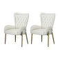Glam Style Parsons Dining Arm Chair High Back Home Dining Chair Off-White Faux Leather 2 Piece Set Clearhalo 'Dining Chairs' 'Dining Tables & Seating' 'dining_chair' 'furn' 'furn_dining_chair' 'Furniture' 'Kitchen & Dining Furniture' 6749423