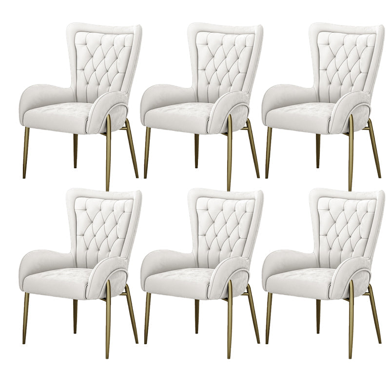 Glam Style Parsons Dining Arm Chair High Back Home Dining Chair Off-White Flannel Fabric 6 Piece Set Clearhalo 'Dining Chairs' 'Dining Tables & Seating' 'dining_chair' 'furn' 'furn_dining_chair' 'Furniture' 'Kitchen & Dining Furniture' 6749430