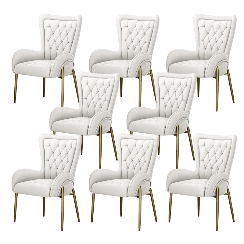 Glam Style Parsons Dining Arm Chair High Back Home Dining Chair Off-White Flannel Fabric 8 Piece Set Clearhalo 'Dining Chairs' 'Dining Tables & Seating' 'dining_chair' 'furn' 'furn_dining_chair' 'Furniture' 'Kitchen & Dining Furniture' 6749431