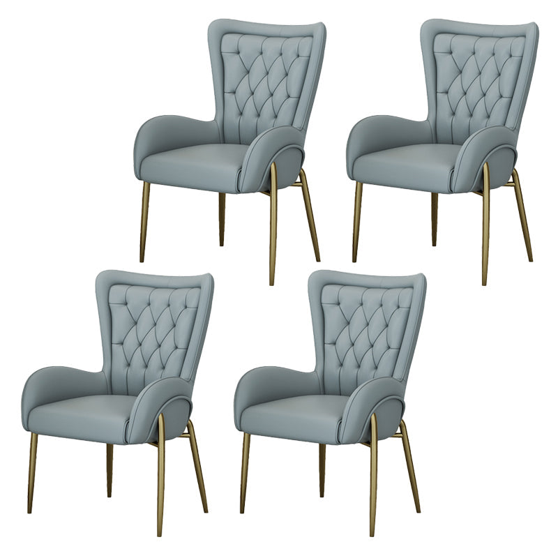 Glam Style Parsons Dining Arm Chair High Back Home Dining Chair Light Gray Faux Leather 4 Piece Set Clearhalo 'Dining Chairs' 'Dining Tables & Seating' 'dining_chair' 'furn' 'furn_dining_chair' 'Furniture' 'Kitchen & Dining Furniture' 6749434