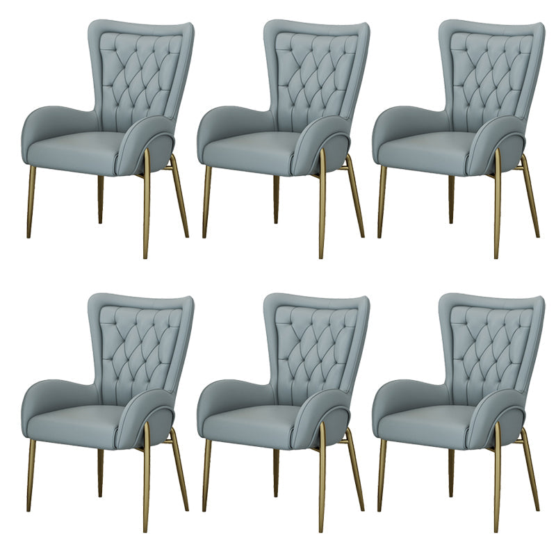Glam Style Parsons Dining Arm Chair High Back Home Dining Chair Light Gray Faux Leather 6 Piece Set Clearhalo 'Dining Chairs' 'Dining Tables & Seating' 'dining_chair' 'furn' 'furn_dining_chair' 'Furniture' 'Kitchen & Dining Furniture' 6749435