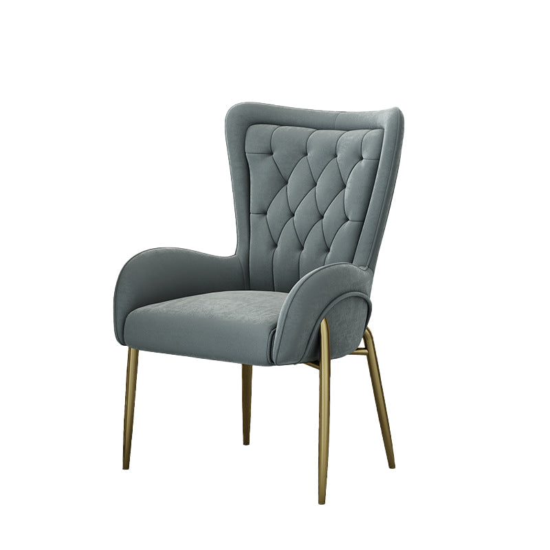Glam Style Parsons Dining Arm Chair High Back Home Dining Chair Light Gray Flannel Fabric 1 Piece Clearhalo 'Dining Chairs' 'Dining Tables & Seating' 'dining_chair' 'furn' 'furn_dining_chair' 'Furniture' 'Kitchen & Dining Furniture' 6749437