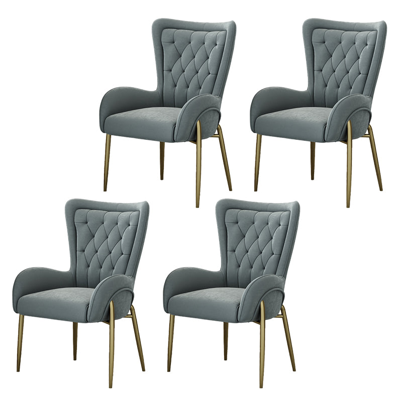 Glam Style Parsons Dining Arm Chair High Back Home Dining Chair Light Gray Flannel Fabric 4 Piece Set Clearhalo 'Dining Chairs' 'Dining Tables & Seating' 'dining_chair' 'furn' 'furn_dining_chair' 'Furniture' 'Kitchen & Dining Furniture' 6749439