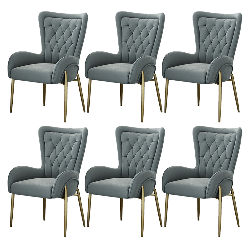 Glam Style Parsons Dining Arm Chair High Back Home Dining Chair Light Gray Flannel Fabric 6 Piece Set Clearhalo 'Dining Chairs' 'Dining Tables & Seating' 'dining_chair' 'furn' 'furn_dining_chair' 'Furniture' 'Kitchen & Dining Furniture' 6749440