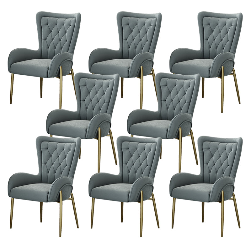 Glam Style Parsons Dining Arm Chair High Back Home Dining Chair Light Gray Flannel Fabric 8 Piece Set Clearhalo 'Dining Chairs' 'Dining Tables & Seating' 'dining_chair' 'furn' 'furn_dining_chair' 'Furniture' 'Kitchen & Dining Furniture' 6749441