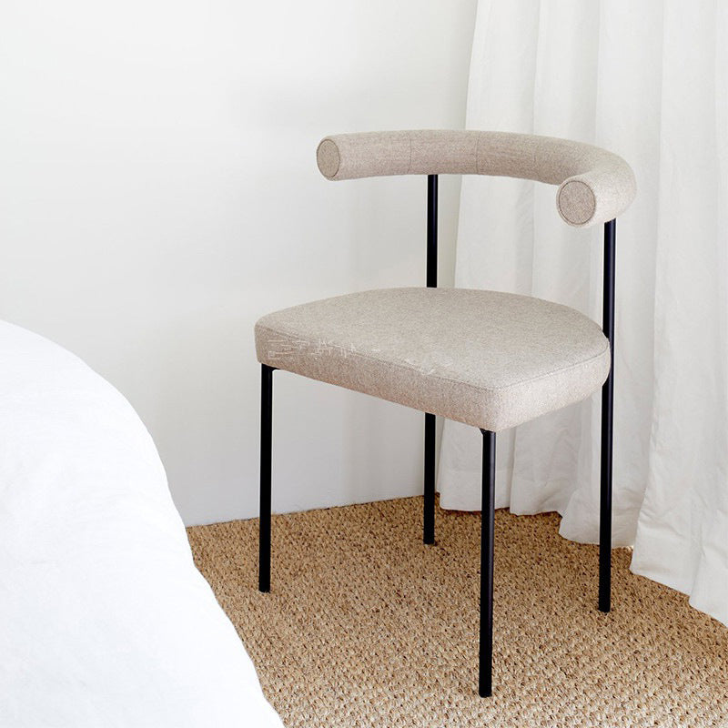 Modern Dining Side Chair Upholstered Armless Dining Chairs with Black Legs Beige 1 Piece Clearhalo 'Dining Chairs' 'Dining Tables & Seating' 'dining_chair' 'furn' 'furn_dining_chair' 'Furniture' 'Kitchen & Dining Furniture' 6749479