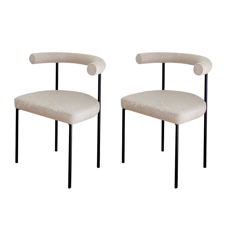 Modern Dining Side Chair Upholstered Armless Dining Chairs with Black Legs Beige 2 Piece Set Clearhalo 'Dining Chairs' 'Dining Tables & Seating' 'dining_chair' 'furn' 'furn_dining_chair' 'Furniture' 'Kitchen & Dining Furniture' 6749481