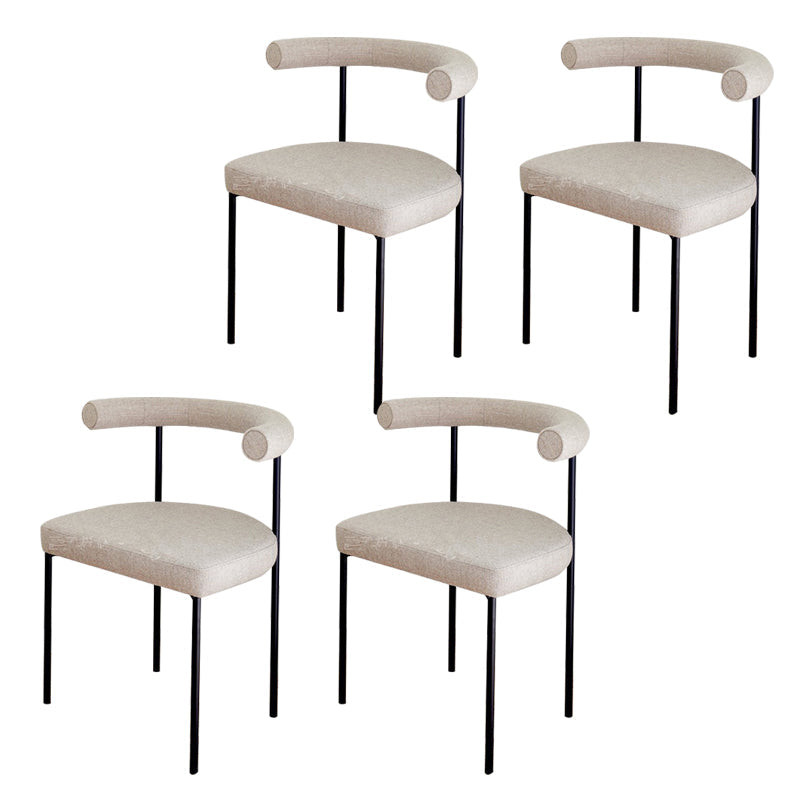 Modern Dining Side Chair Upholstered Armless Dining Chairs with Black Legs Beige 4 Piece Set Clearhalo 'Dining Chairs' 'Dining Tables & Seating' 'dining_chair' 'furn' 'furn_dining_chair' 'Furniture' 'Kitchen & Dining Furniture' 6749483