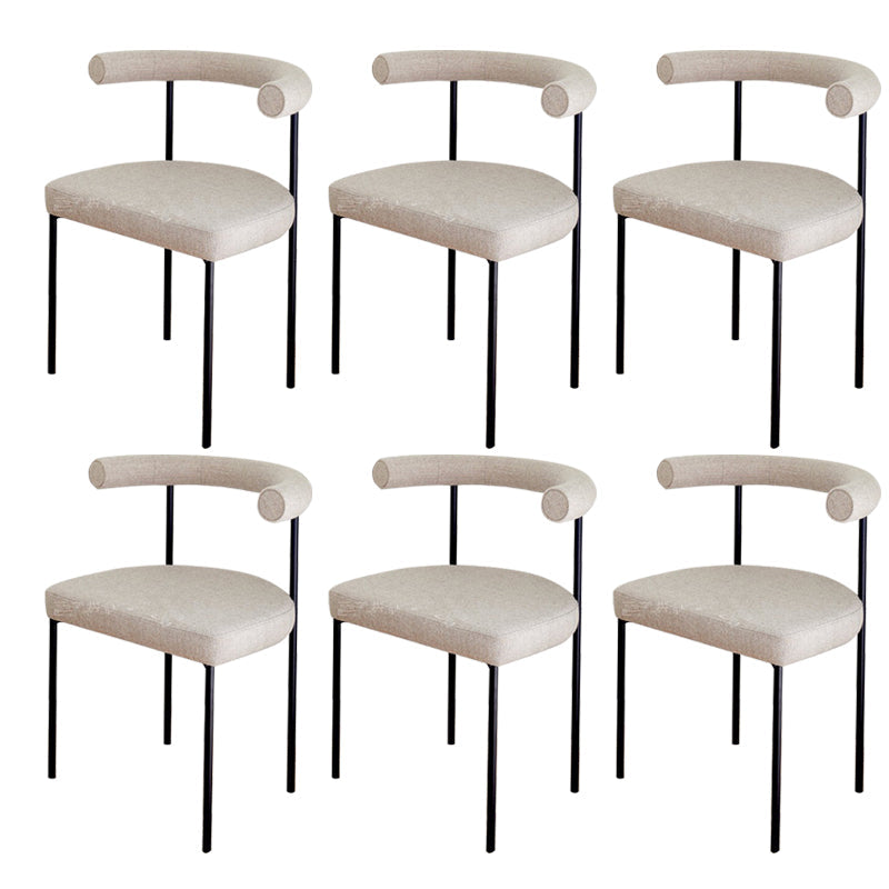 Modern Dining Side Chair Upholstered Armless Dining Chairs with Black Legs Beige 6 Piece Set Clearhalo 'Dining Chairs' 'Dining Tables & Seating' 'dining_chair' 'furn' 'furn_dining_chair' 'Furniture' 'Kitchen & Dining Furniture' 6749485