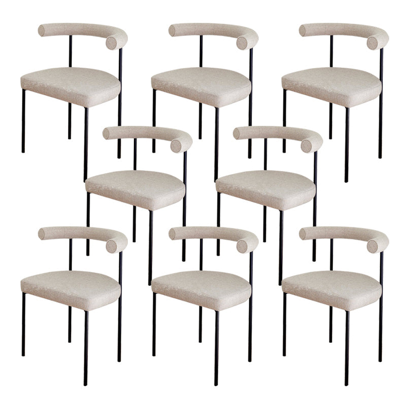 Modern Dining Side Chair Upholstered Armless Dining Chairs with Black Legs Beige 8 Piece Set Clearhalo 'Dining Chairs' 'Dining Tables & Seating' 'dining_chair' 'furn' 'furn_dining_chair' 'Furniture' 'Kitchen & Dining Furniture' 6749487