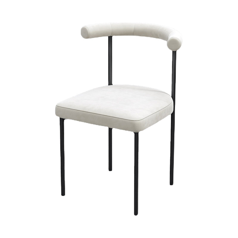 Modern Dining Side Chair Upholstered Armless Dining Chairs with Black Legs White 1 Piece Clearhalo 'Dining Chairs' 'Dining Tables & Seating' 'dining_chair' 'furn' 'furn_dining_chair' 'Furniture' 'Kitchen & Dining Furniture' 6749488
