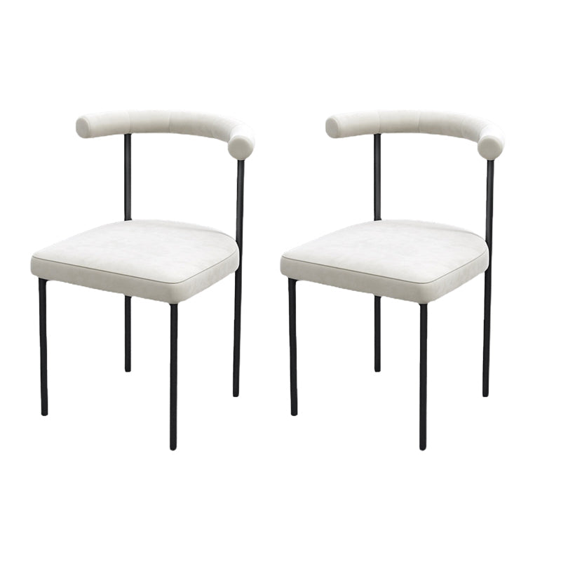 Modern Dining Side Chair Upholstered Armless Dining Chairs with Black Legs White 2 Piece Set Clearhalo 'Dining Chairs' 'Dining Tables & Seating' 'dining_chair' 'furn' 'furn_dining_chair' 'Furniture' 'Kitchen & Dining Furniture' 6749491