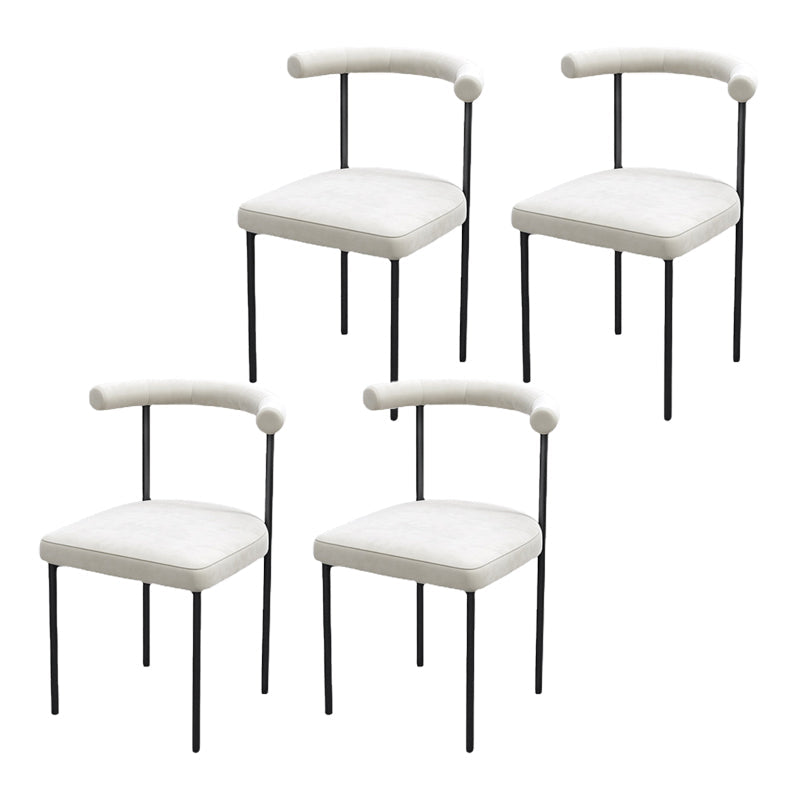 Modern Dining Side Chair Upholstered Armless Dining Chairs with Black Legs White 4 Piece Set Clearhalo 'Dining Chairs' 'Dining Tables & Seating' 'dining_chair' 'furn' 'furn_dining_chair' 'Furniture' 'Kitchen & Dining Furniture' 6749493