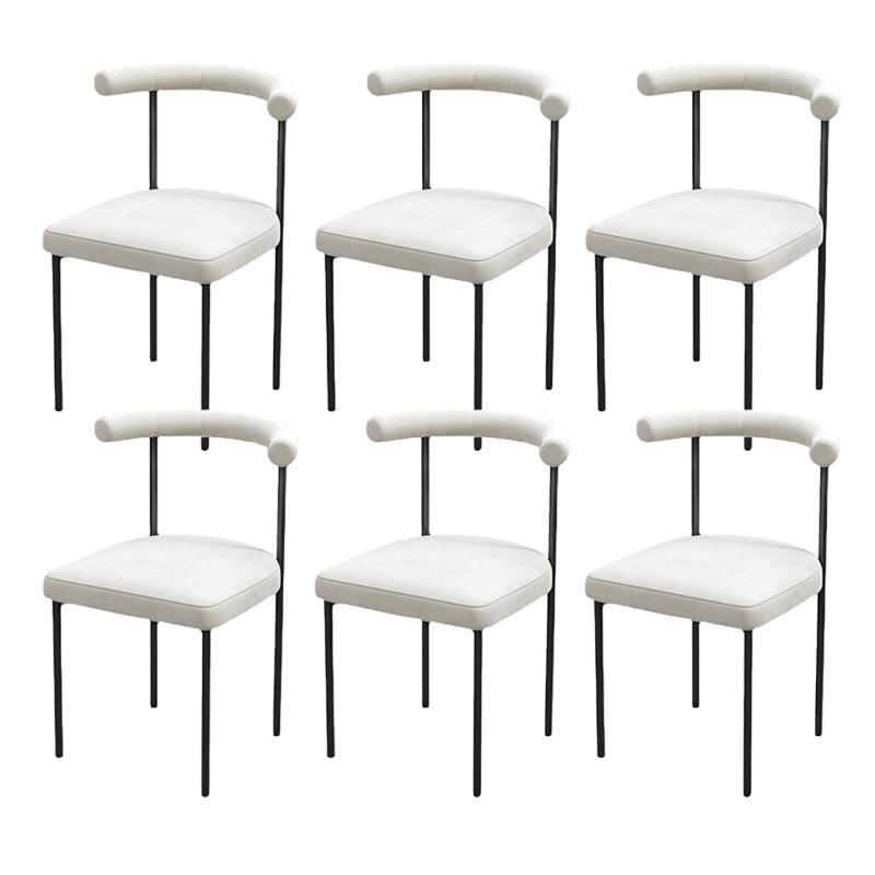 Modern Dining Side Chair Upholstered Armless Dining Chairs with Black Legs White 6 Piece Set Clearhalo 'Dining Chairs' 'Dining Tables & Seating' 'dining_chair' 'furn' 'furn_dining_chair' 'Furniture' 'Kitchen & Dining Furniture' 6749494