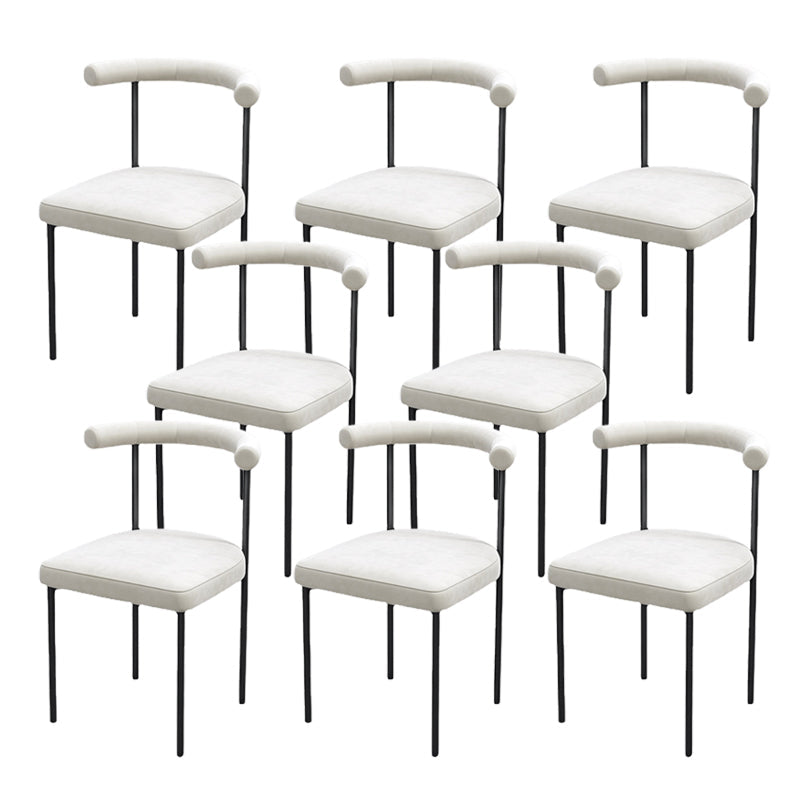 Modern Dining Side Chair Upholstered Armless Dining Chairs with Black Legs White 8 Piece Set Clearhalo 'Dining Chairs' 'Dining Tables & Seating' 'dining_chair' 'furn' 'furn_dining_chair' 'Furniture' 'Kitchen & Dining Furniture' 6749496