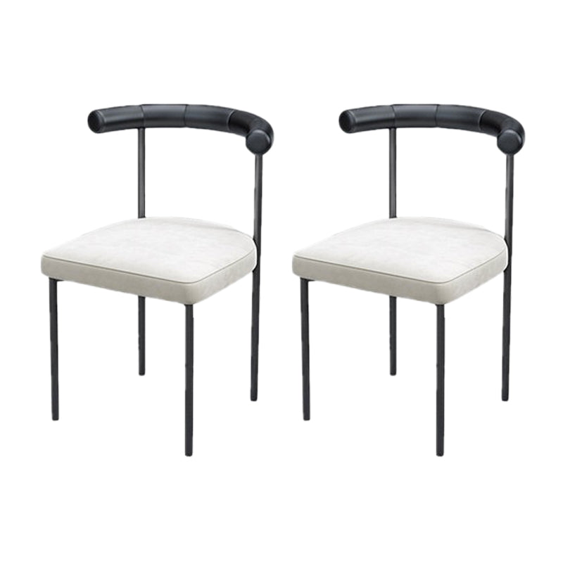 Modern Dining Side Chair Upholstered Armless Dining Chairs with Black Legs White Black 2 Piece Set Clearhalo 'Dining Chairs' 'Dining Tables & Seating' 'dining_chair' 'furn' 'furn_dining_chair' 'Furniture' 'Kitchen & Dining Furniture' 6749497