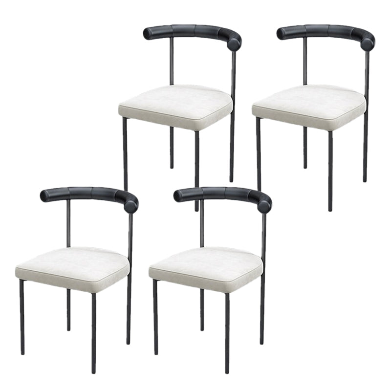 Modern Dining Side Chair Upholstered Armless Dining Chairs with Black Legs White Black 4 Piece Set Clearhalo 'Dining Chairs' 'Dining Tables & Seating' 'dining_chair' 'furn' 'furn_dining_chair' 'Furniture' 'Kitchen & Dining Furniture' 6749498