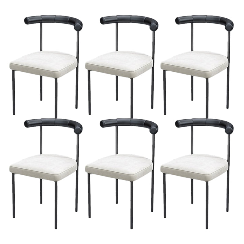 Modern Dining Side Chair Upholstered Armless Dining Chairs with Black Legs White Black 6 Piece Set Clearhalo 'Dining Chairs' 'Dining Tables & Seating' 'dining_chair' 'furn' 'furn_dining_chair' 'Furniture' 'Kitchen & Dining Furniture' 6749499