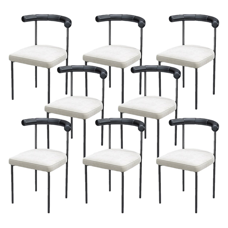 Modern Dining Side Chair Upholstered Armless Dining Chairs with Black Legs White Black 8 Piece Set Clearhalo 'Dining Chairs' 'Dining Tables & Seating' 'dining_chair' 'furn' 'furn_dining_chair' 'Furniture' 'Kitchen & Dining Furniture' 6749500