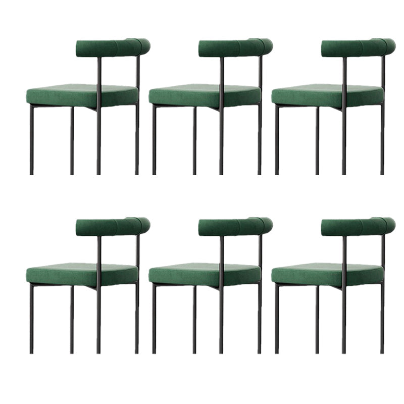 Modern Dining Side Chair Upholstered Armless Dining Chairs with Black Legs Blackish Green 6 Piece Set Clearhalo 'Dining Chairs' 'Dining Tables & Seating' 'dining_chair' 'furn' 'furn_dining_chair' 'Furniture' 'Kitchen & Dining Furniture' 6749504