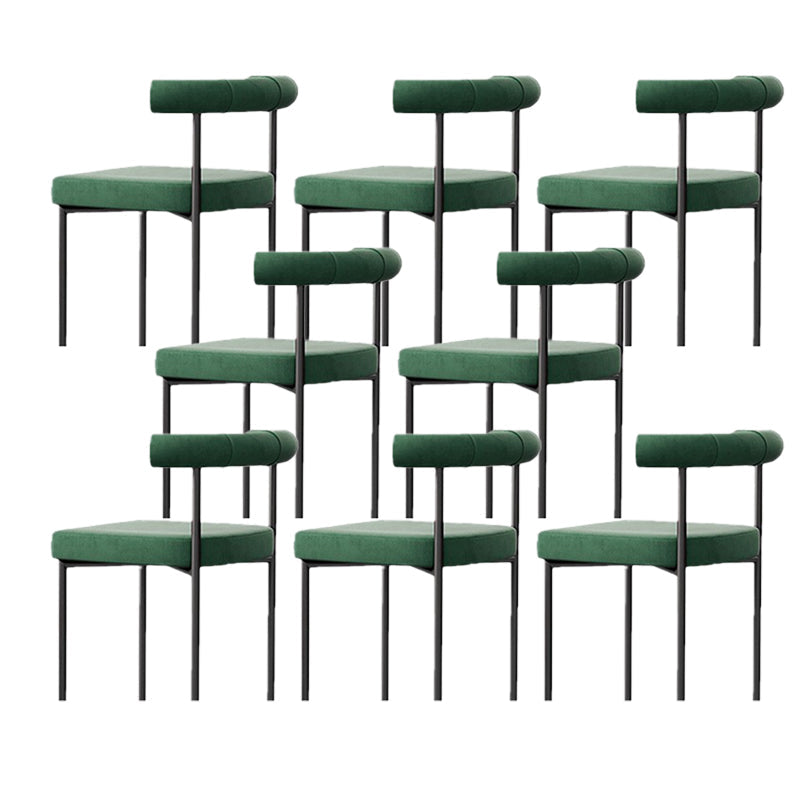 Modern Dining Side Chair Upholstered Armless Dining Chairs with Black Legs Blackish Green 8 Piece Set Clearhalo 'Dining Chairs' 'Dining Tables & Seating' 'dining_chair' 'furn' 'furn_dining_chair' 'Furniture' 'Kitchen & Dining Furniture' 6749505