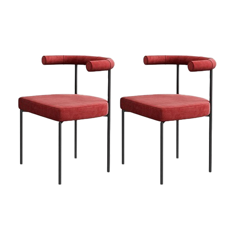 Modern Dining Side Chair Upholstered Armless Dining Chairs with Black Legs Rose Red 2 Piece Set Clearhalo 'Dining Chairs' 'Dining Tables & Seating' 'dining_chair' 'furn' 'furn_dining_chair' 'Furniture' 'Kitchen & Dining Furniture' 6749507