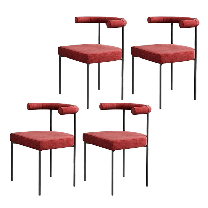 Modern Dining Side Chair Upholstered Armless Dining Chairs with Black Legs Rose Red 4 Piece Set Clearhalo 'Dining Chairs' 'Dining Tables & Seating' 'dining_chair' 'furn' 'furn_dining_chair' 'Furniture' 'Kitchen & Dining Furniture' 6749508